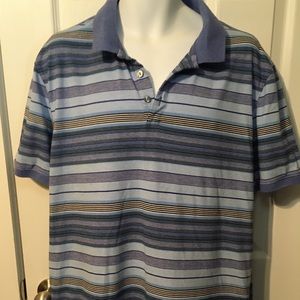 Calvin Klein polo shirt blue w/ stripes sz XL